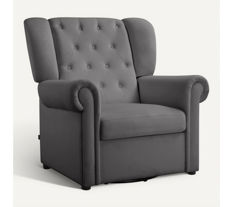 Lillyse - Fauteuil à Bascule Avec Fonction Pivotante En Velours Gris
