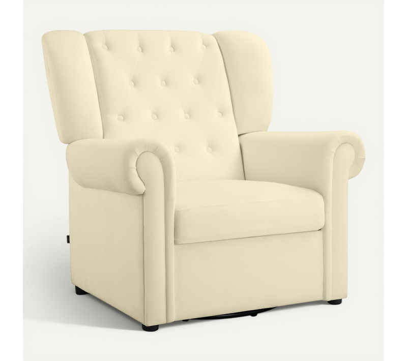 Lillyse - Fauteuil à Bascule Avec Fonction Pivotante En Velours Blanc Crème