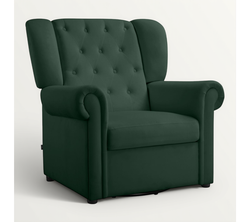 Lillyse - Fauteuil à Bascule Avec Fonction Pivotante En Velours Vert
