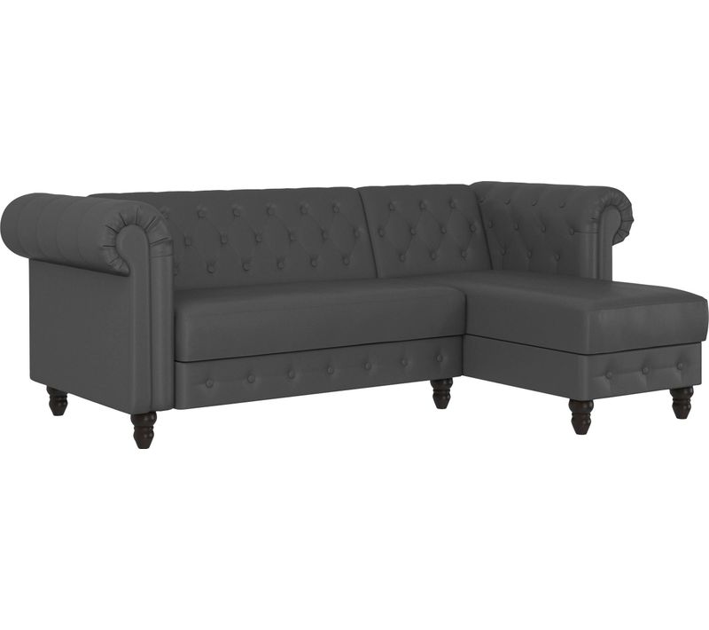 Felix - Canapé D'angle 3 Places En Simili Cuir Gris