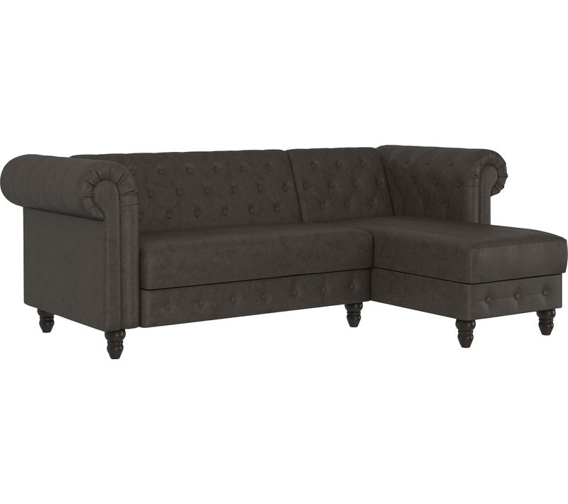 Felix - Canapé  D'angle 3 Places En Tissu Anthracite