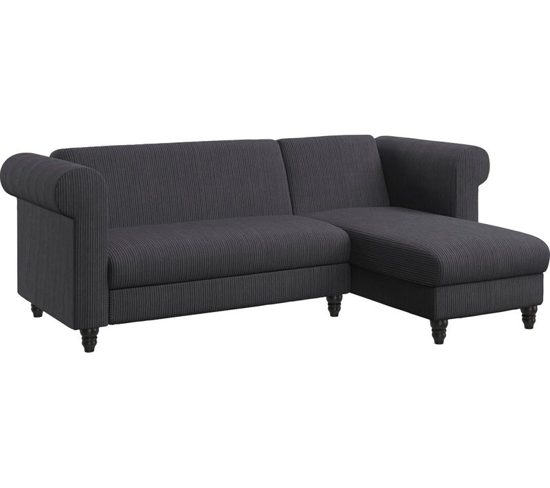 Felix Ii - Canapé-lit 3 Places Avec Chaise Longue En Tissu Anthracite