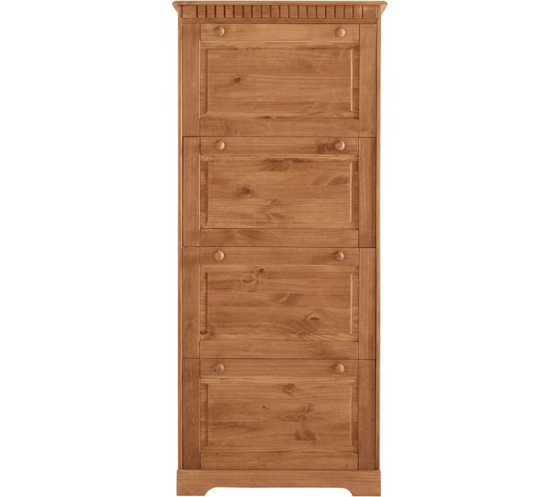 Lisa - Coffre à Chaussures Avec 4 Portes Battantes En Pin Naturel