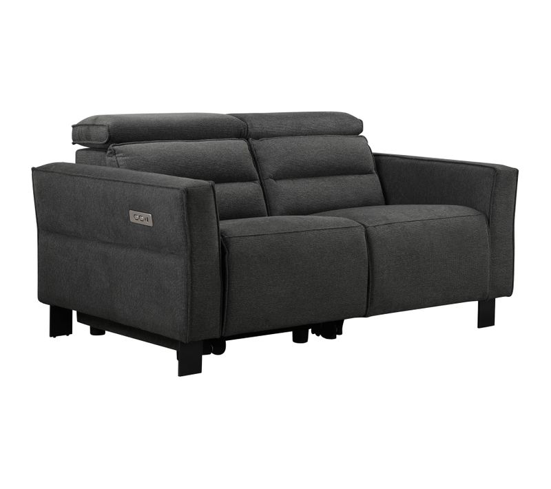 Carpari-canapé 2 Places Avec 1 Fauteuil Relax Électrique En Tissu Anthracite