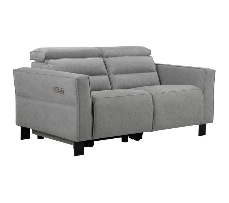 Carpari-canapé 2 Places Avec 1 Fauteuil Relax Électrique En Tissu Gris Clair