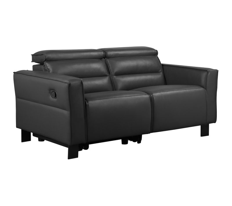 Carpari-canapé 2 Places Avec 1 Fauteuil Relax Manuel En Pu Noir