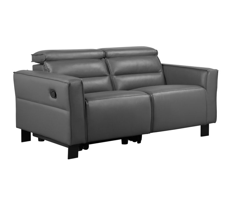 Carpari-canapé 2 Places Avec 1 Fauteuil Relax Manuel En Cuir Synthétique Gris