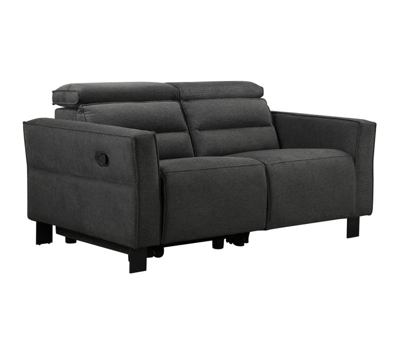 Carpari-canapé 2 Places Avec 1 Fauteuil Relax Manuel En Tissu Anthracite