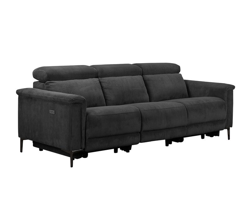 Lund-canapé 3 Places Avec 2 Relax Électriques En Tissu Anthracite