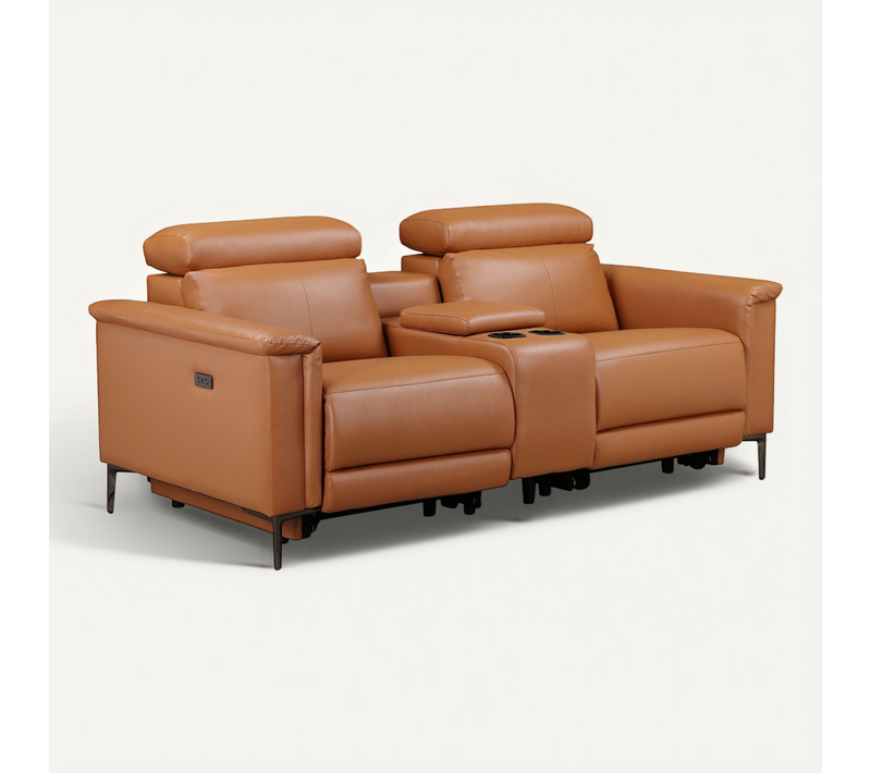 Lund-double Fauteuil à Bascule Électrique En Cuir Pu Couleur Cognac