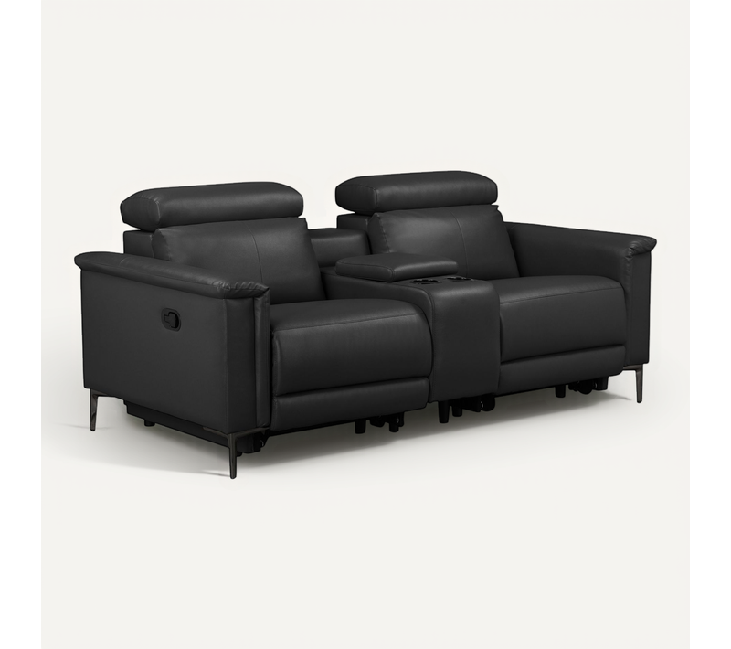 Lund-fauteuil De Relaxation Double Avec Fonction Manuelle En Cuir Pu Noir