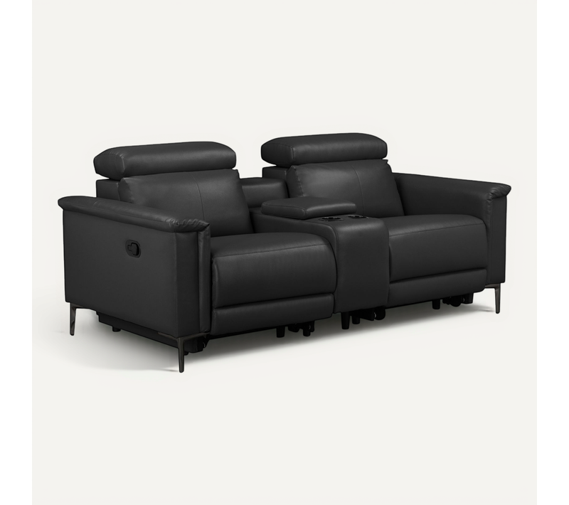 Lund-fauteuil Relax Double Avec Fonction Manuelle En Pu Noir