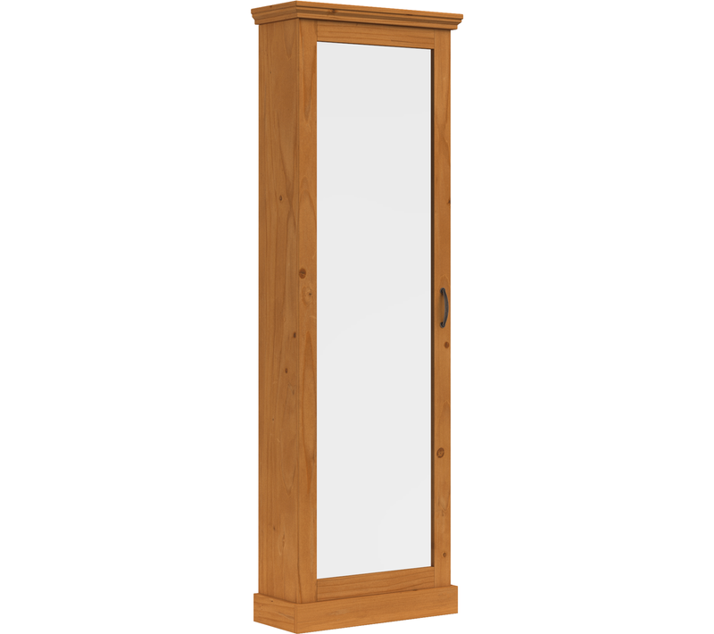 Selma-rangement à Chaussures Avec 1 Porte Miroir En Pin En Cire Teintée