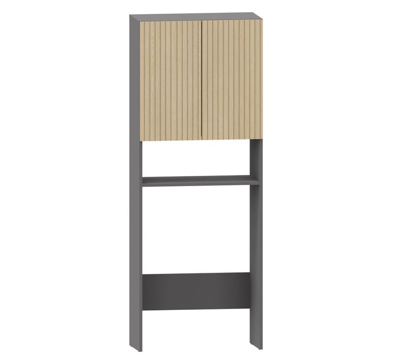 Wisla -armoire De Salle De Bain Avec 2 Portes 1 Étagère Aspect Bois Anthracite