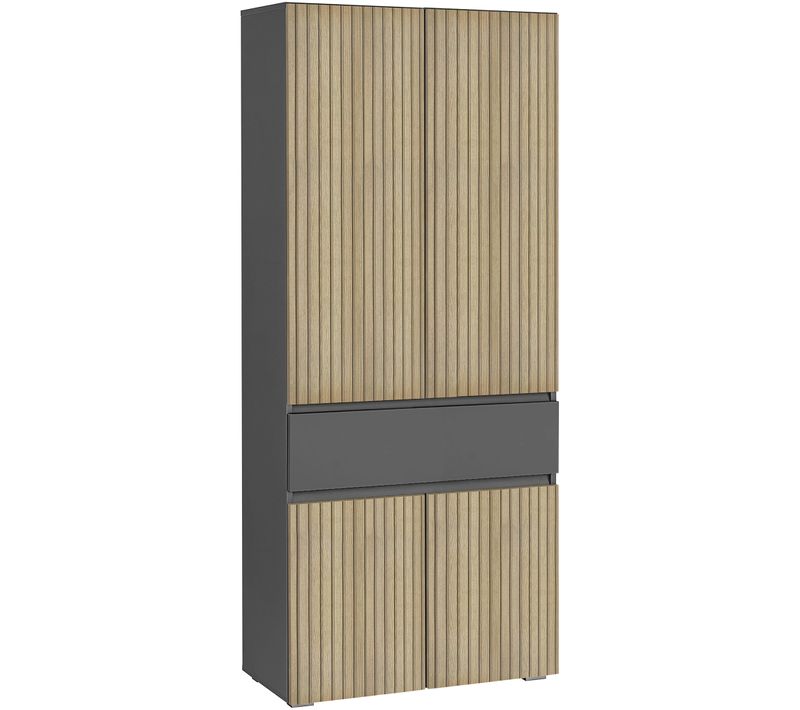 Wisla -armoire De Salle De Bain Avec 4 Portes Aspect Bois Anthracite