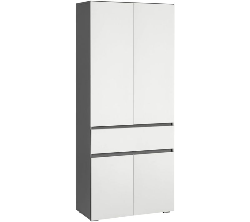 Wisla -armoire De Salle De Bain Avec 4 Portes 1 Tiroir En Anthracite Blanc