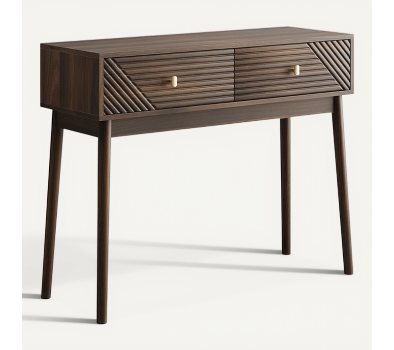Console Vintage Bois Sculpté 2 Tiroirs