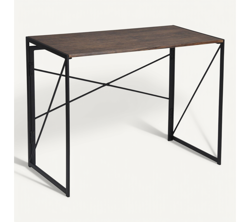 Bureau Minimaliste Pliable Au Style Industriel Noir Et Bois