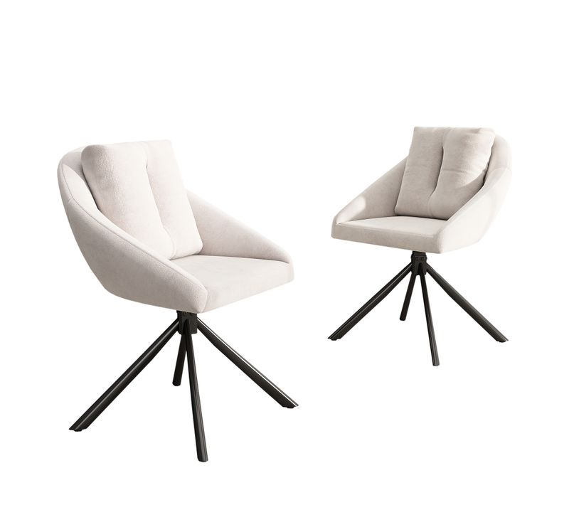 Lot De 2 Chaises De Salle à Manger Moderne Pivotante En Velours Beige