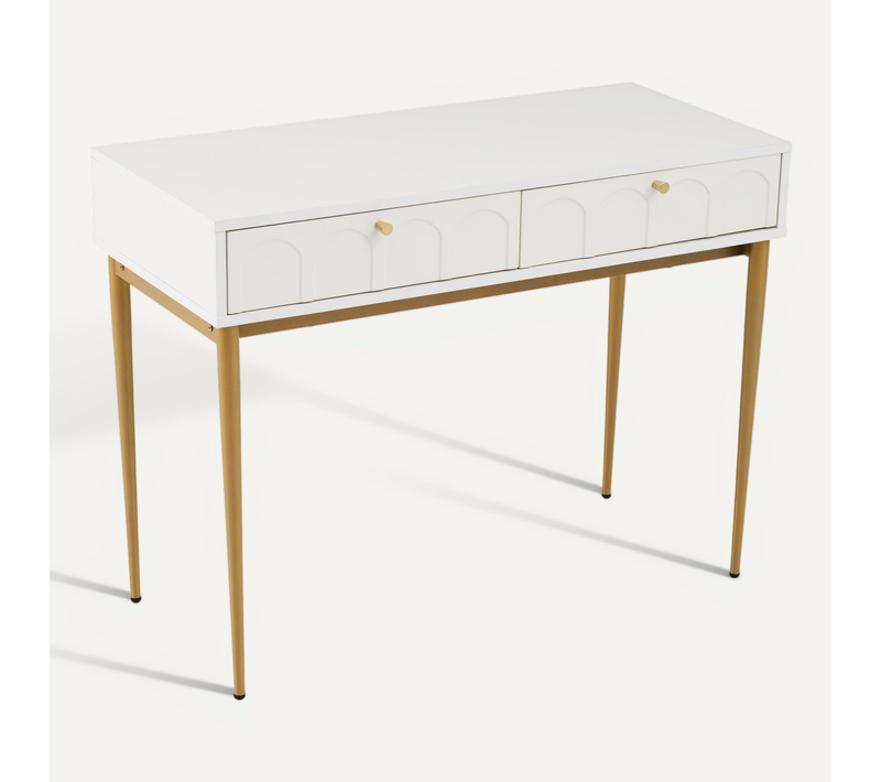 Table De Jardin Moderne Avec Design Épuré Et Pieds Métalliques Dorés