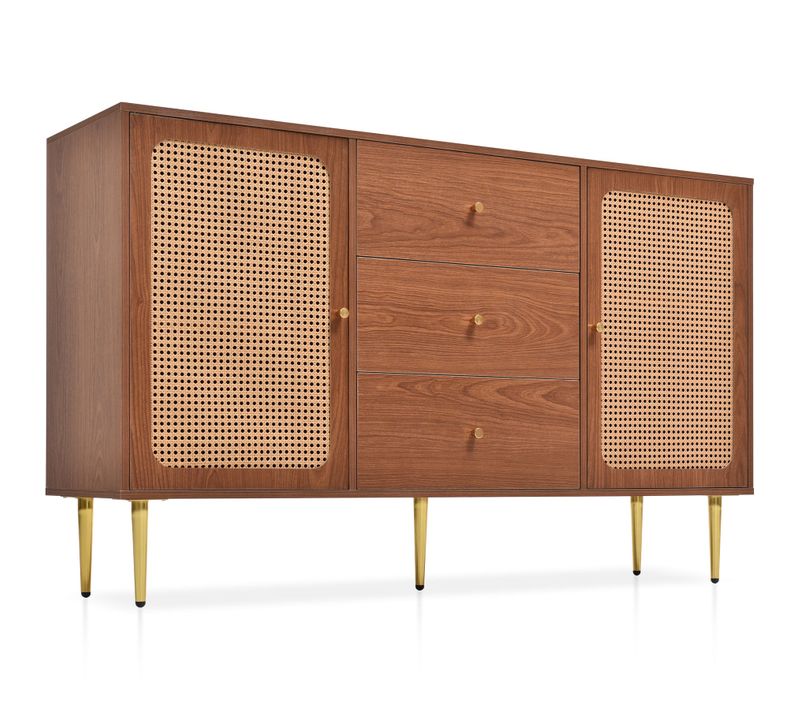 Armoire De Toilette En Bois Avec Portes En Cannage