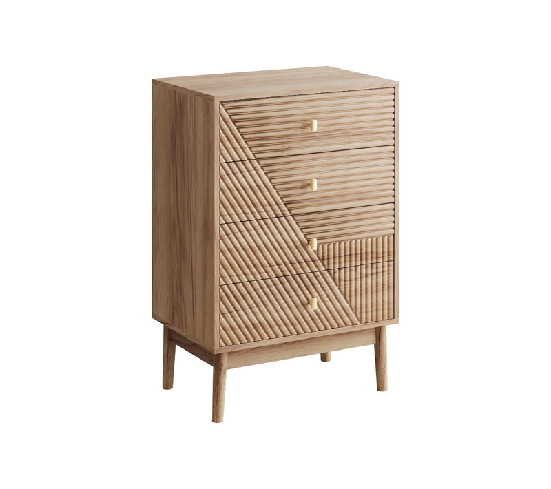 Commode Chêne, 4 Tiroirs. Design Moderne Pour Chambre Ou Salon. Meuble De Rangement Polyvalent.