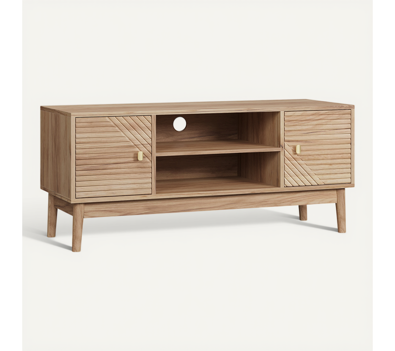 Meuble TV Style Mid-century Modern, Pour TV 32/45", Avec Rangement, Chêne.