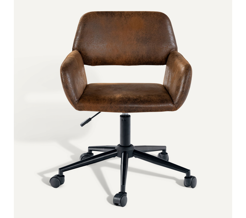 Chaise De Bureau Vintage En Tissu Suède Réglable Et 5 Roulettes