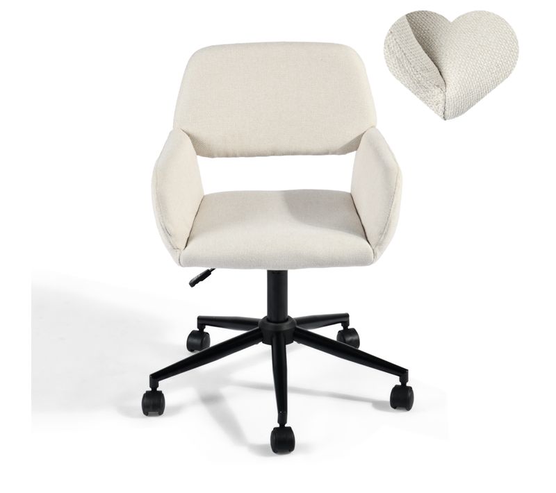 Chaise De Bureau Ergonomique Réglable, Design Moderne Avec Roulettes, Tissu Confortable Beige