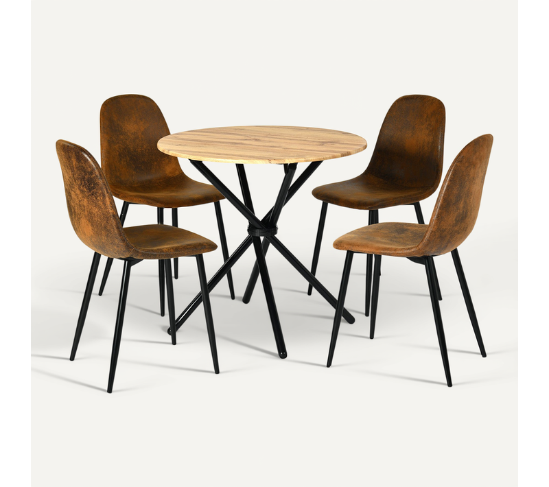 Ensemble De Table Et 4 Chaises Style Industriel Effet Bois