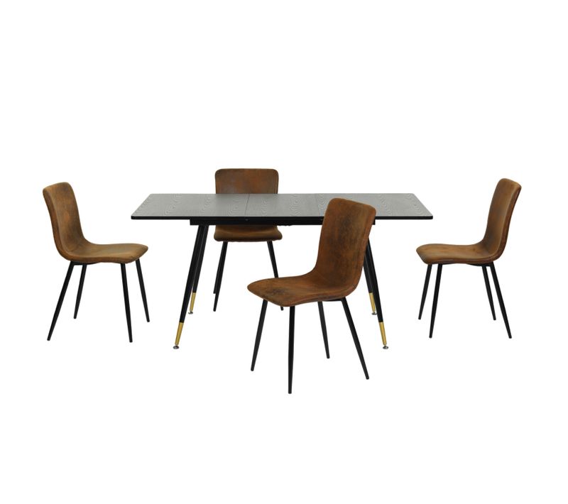 Ensemble Table Extensible 120-160 Et 4 Chaises Style Scandinave Retro