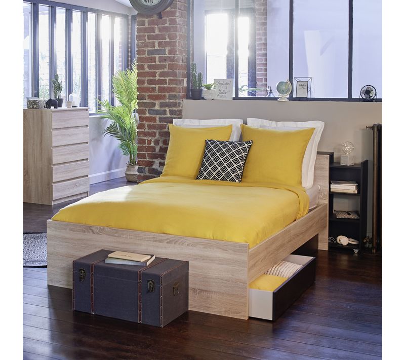 2 tiroirs de rangement pour lit 90x190 et 140x190 cm BEST LAK NOIR MAT