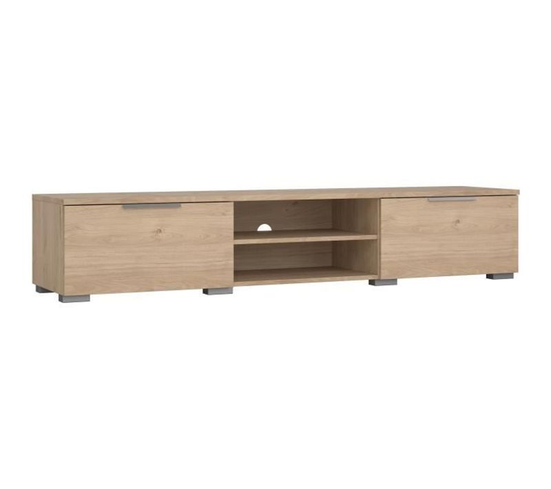 Meuble TV - Match - Beige Effet Bois Mat - 2 Tiroirs, Une Niche - 172,7 X 39,9 X 33,1 Cm