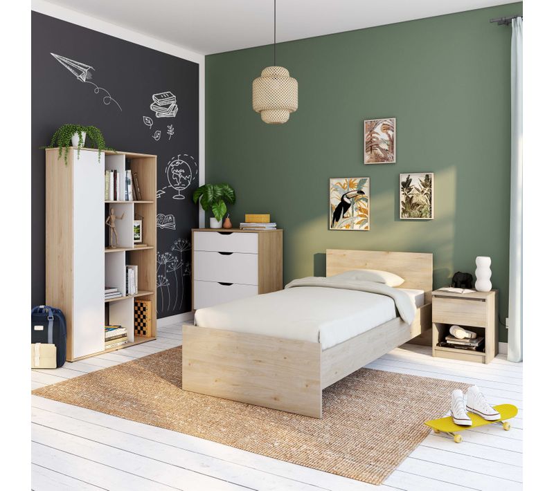Lit 90x190 cm BEST imitation chêne HL