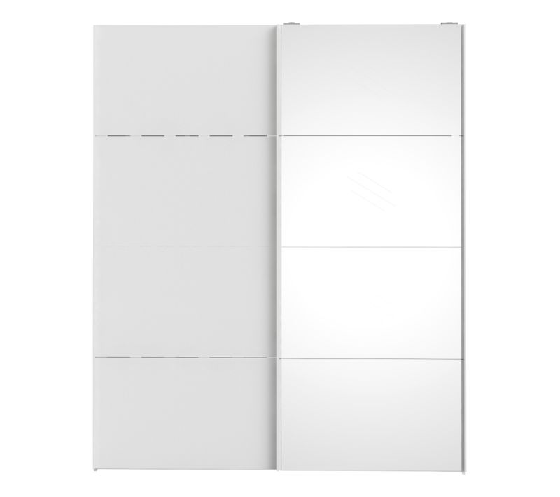 Armoire 2 portes coulissantes avec miroir ELEGANCE XL L.180 cm blanc laqué