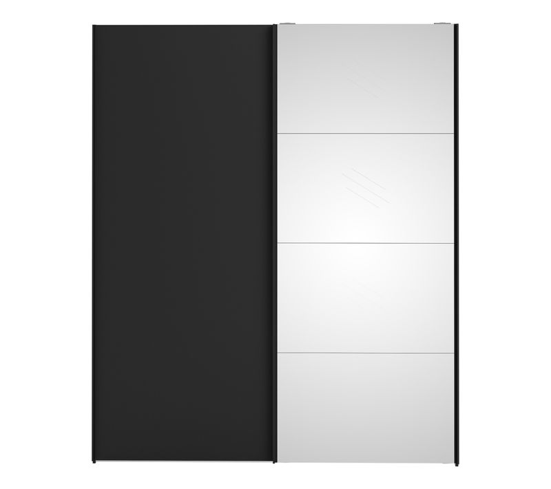 Armoire 2 portes coulissantes avec miroir ELEGANCE XL L.180 cm noir mat