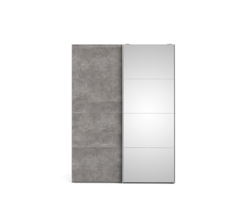 Armoire 2 portes coulissantes L.150 cm ELEGANCE MINI blanc et imitation béton