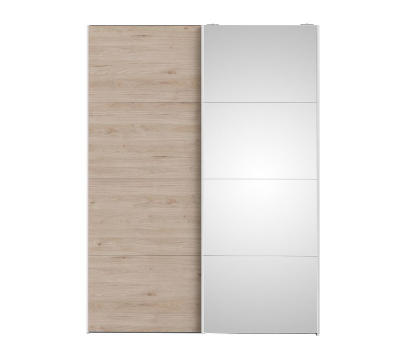 Armoire 2 portes coulissantes L.150 cm ELEGANCE MINI blanc et imitation chêne