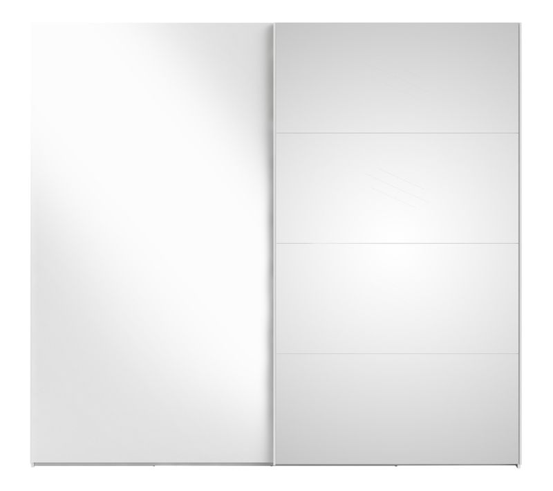 Armoire 2 portes coulissantes avec miroir ELEGANCE XL L.240 cm blanc laqué
