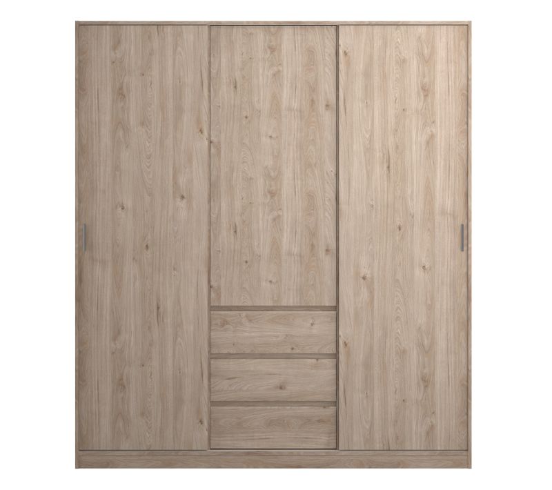 Armoire 3 portes 3 tiroirs L.177 cm BEST imitation chêne