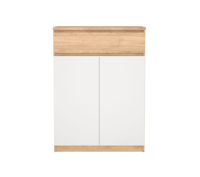 Meuble à chaussures 2  portes BEST h.111 cm décor chêne et blanc