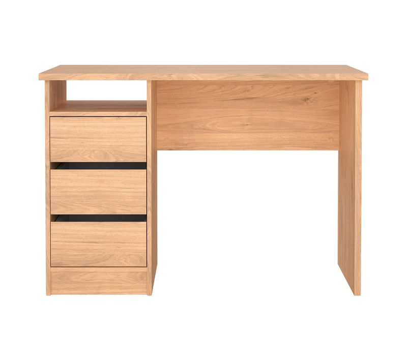 Bureau 3 tiroirs et 1 niche STUDY Imitation chêne clair