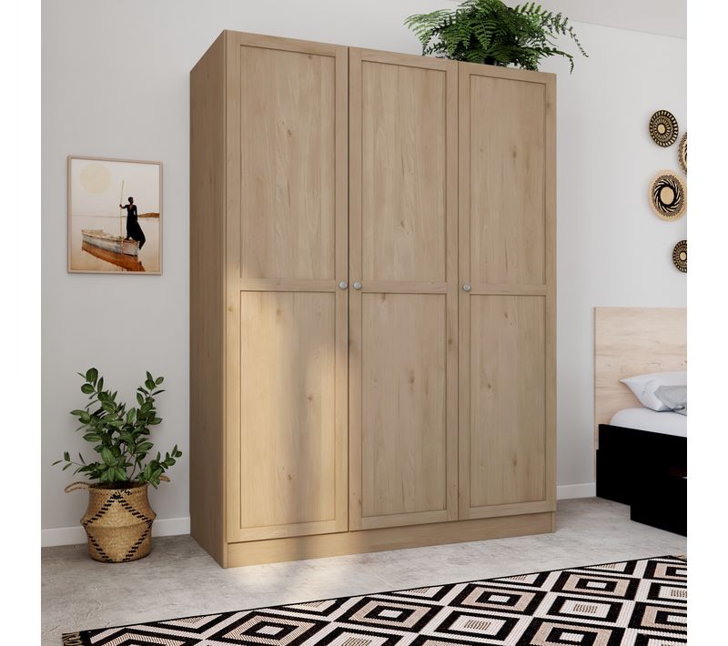 Armoire 3 portes L. 147 cm BILLUND imitation chêne