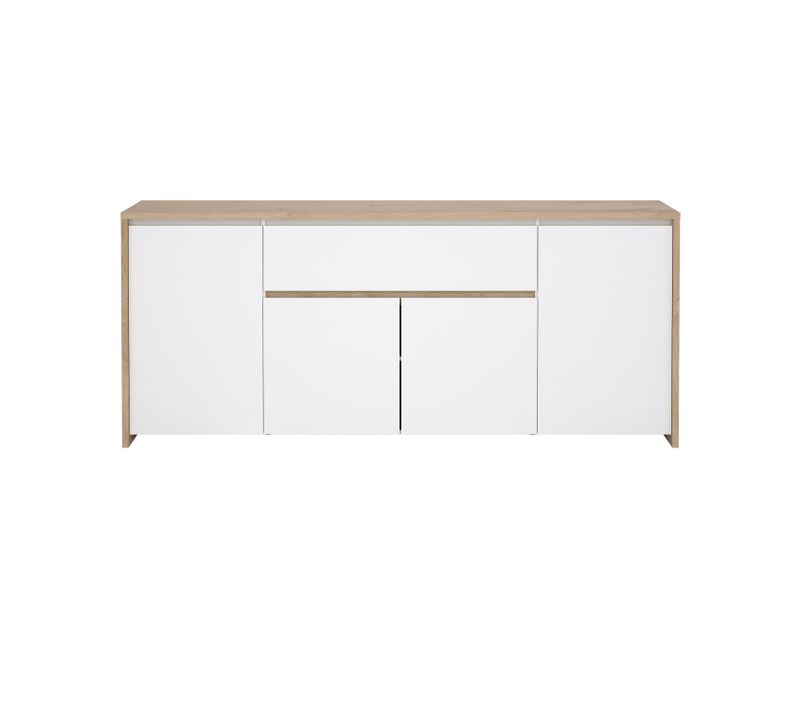 Buffet 4P/1T MOSS Blanc laqué/imitation chêne