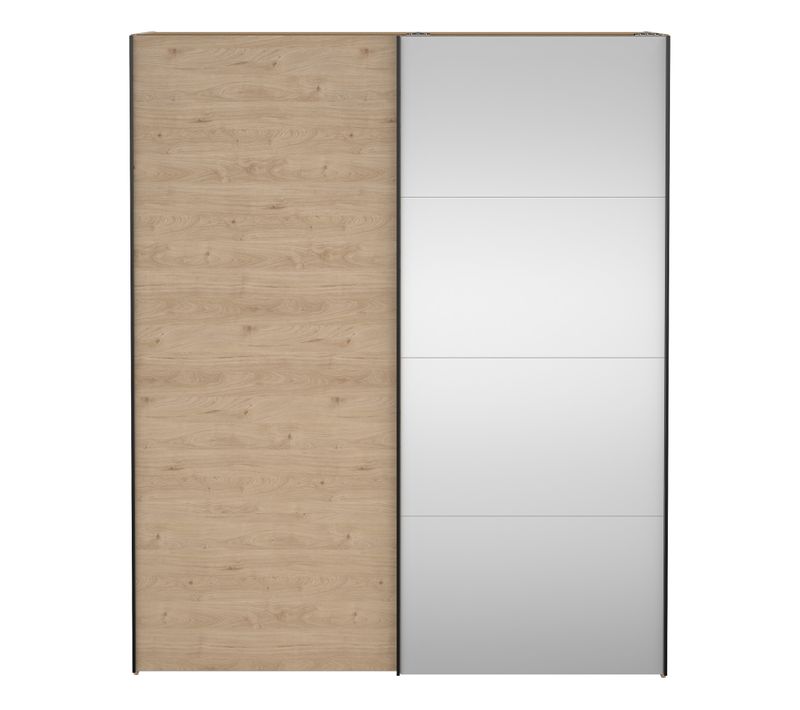 Armoire 2 portes coulissantes  ELEGANCE XL L.180 cm chêne miroir