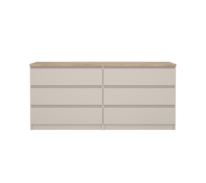 Commode 2x3 tiroirs BEST Grège/chêne