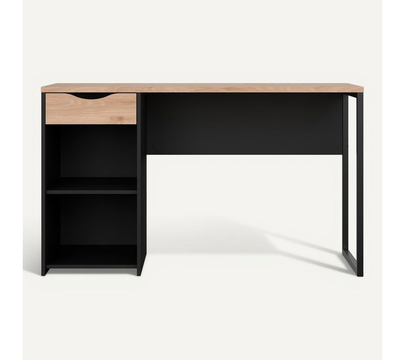 Bureau 1 tiroir et 2 niches ALKOR MINI Imitation chêne et noir