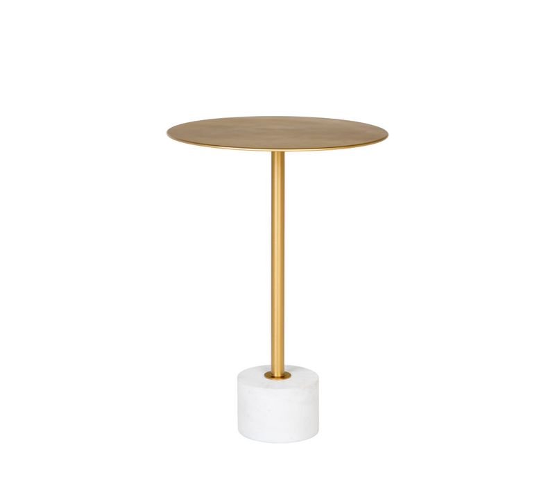 Lecco - Table Effet Laiton Et Marbre 41cm - Couleur Laiton