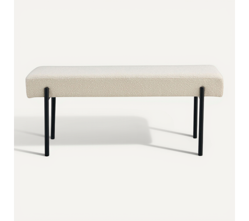 Swindon - Banc En Tissu Bouclette Et Métal L100cm - Blanc