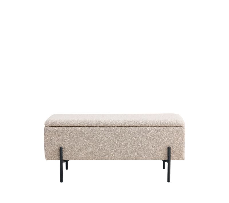 Banc Coffre En Tissu Bouclette Et Métal L95cm